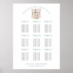 Hochzeitssessel 9 Tische 90 Gästekarte Poster