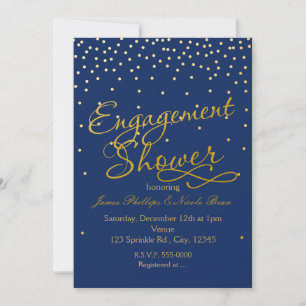 Hochzeitsshower Blau & Gold Folien-Punkte Einladun Einladung