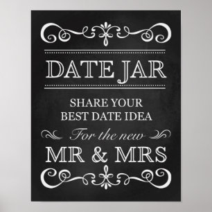 Hochzeitssign - Date Jar Wedding Chalkboard Sign Poster