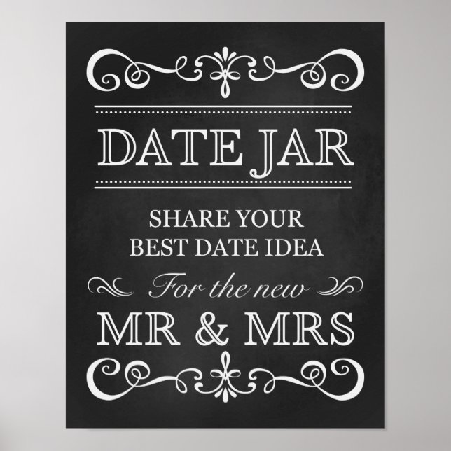 Hochzeitssign - Date Jar Wedding Chalkboard Sign Poster (Vorne)