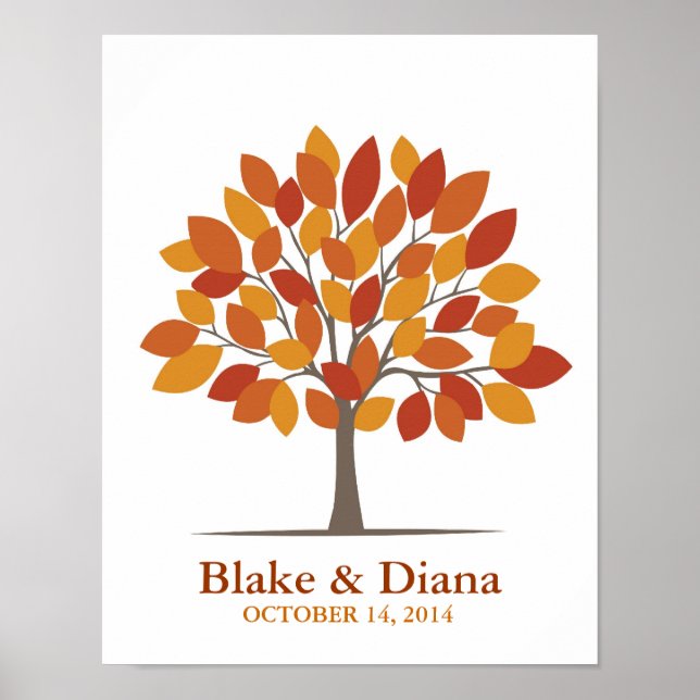 Hochzeitssignatur Baumposter - Natural Fall SM Poster (Vorne)