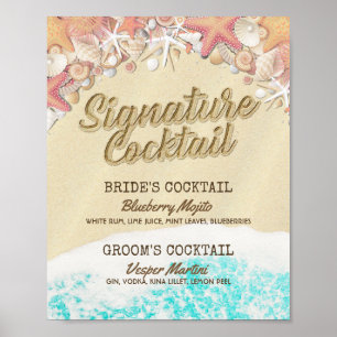 Hochzeitssignatur Drink Menu Summer Beach Starfish Poster