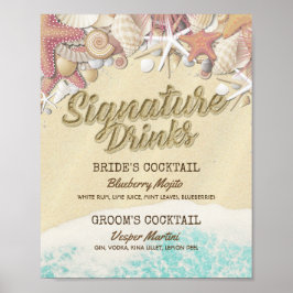 Hochzeitssignatur Drink Menu Summer Beach Starfish Poster
