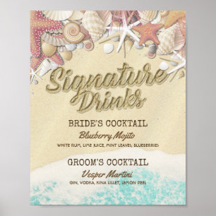 Hochzeitssignatur Drink Menu Summer Beach Starfish Poster