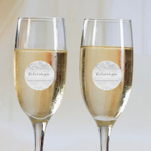 Hochzeitssilber Glitzer, zu dem dieses Getränk geh Runder Aufkleber