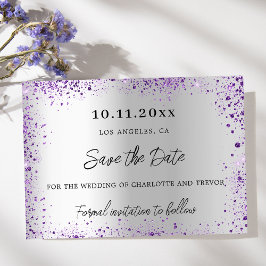 Hochzeitssilber lila Glitzer Save The Date