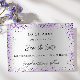 Hochzeitssilber lila Glitzer Save The Date