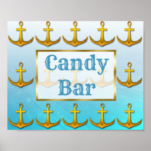 Hochzeitssing Candy Bar Oceanic Aqua Blue & Gold Poster