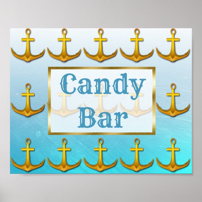 Hochzeitssing Candy Bar Oceanic Aqua Blue & Gold Poster (Vorne)