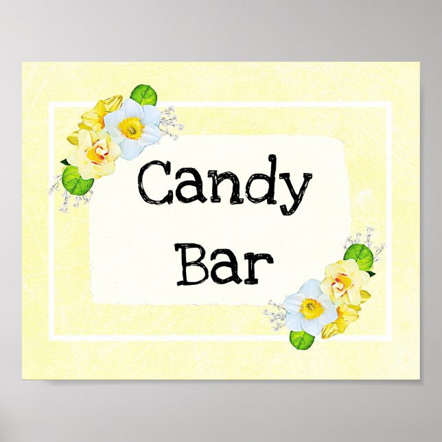Hochzeitssing Candy Bar Yellow Floral Poster (Vorne)
