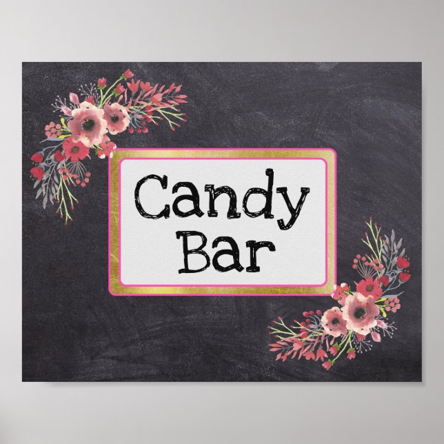Hochzeitssing-Chalkboard-Look für Candy-Bar Poster (Vorne)
