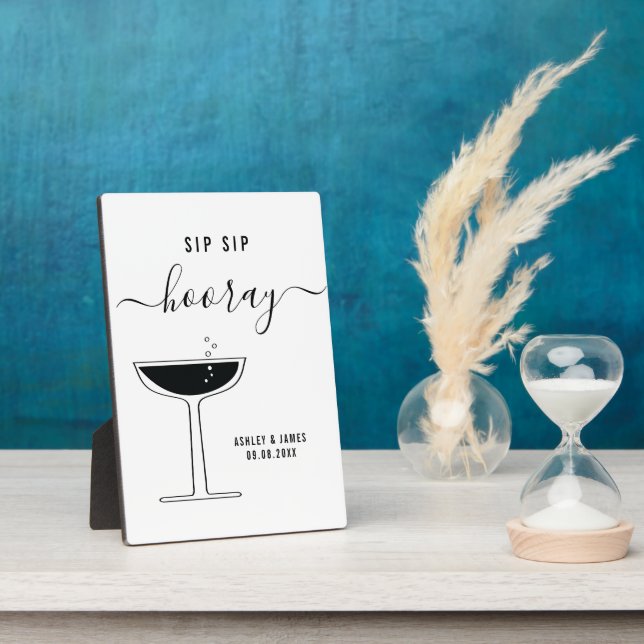 Hochzeitssip Sip Hooray Champagne Coupe Glass-Zeic Fotoplatte (Seite)