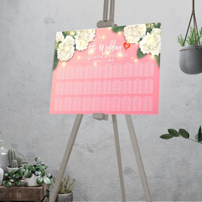 Hochzeitssitzdiagramm Chic Hydrangea String Lights Poster (Von Creator hochgeladen)