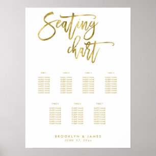 Hochzeitssitzdiagramm Drehbuch Gold Foil Effekt Poster