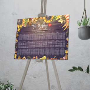 Hochzeitssitzdiagramm Herbst Blätter Pumpkins Holz Poster