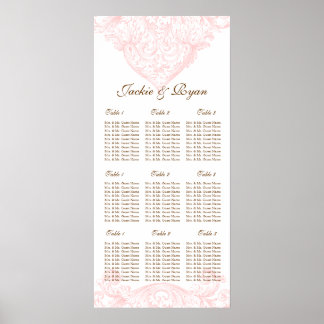 Hochzeitssitzdiagramm Vintag Frühlingsrosa Poster