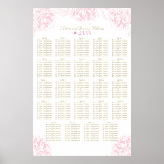 Hochzeitssitze in Rosa und Gold Poster (Vorne)