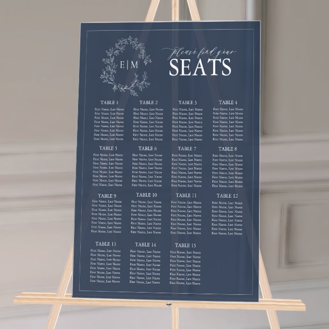 Hochzeitssitze mit blauem Wappen Acrylschild (Wedding Seating Chart!
)