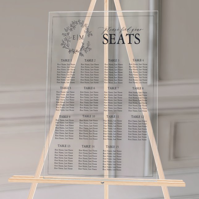 Hochzeitssitze mit blauem Wappen Acrylschild (Wedding Seating Chart!
)