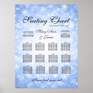 Hochzeitssitzkarte Blue Winter Wonderland Poster