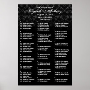 Hochzeitssitzkarte Poster Black Floral