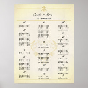 Hochzeitssitzplan im Vintagen Pergamentstil Poster