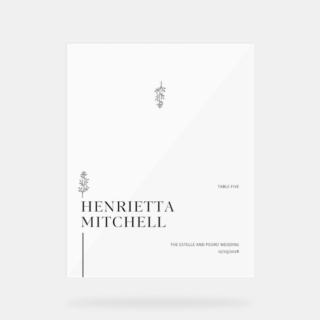 Hochzeitssitzpläne Acrylschild (Vorderseite)