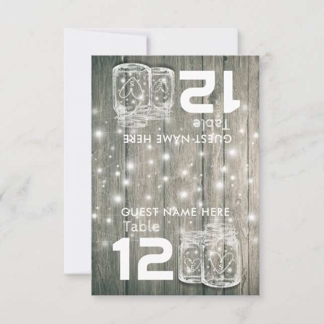 Hochzeitssitzplatz Tischnummer Holz Mason Jars (Vorderseite)