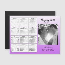 Hochzeitsskalender Foto Lila Gradient Mini 2021 Magneteinladung