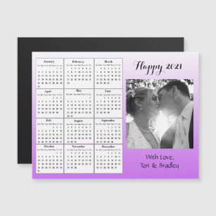Hochzeitsskalender Foto Lila Gradient Mini 2021 Magneteinladung