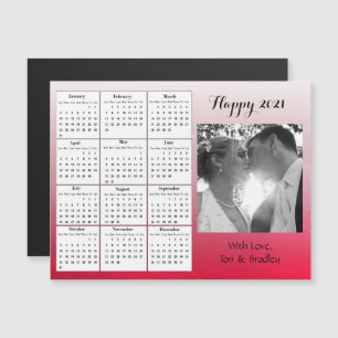Hochzeitsskalender Foto Roter Gradient Mini 2021 Magneteinladung