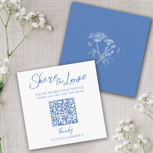 Hochzeitsskalender QR-Foto Wildblume-Monogramm Begleitkarte (Von Creator hochgeladen)