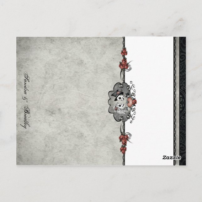 Hochzeitsskelette Graue BLANK-Falten Platzkarten Postkarte (Rückseite)