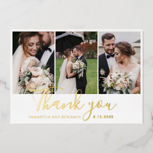 Hochzeitsskript dank Gold Foil Card Fotos Folieneinladung