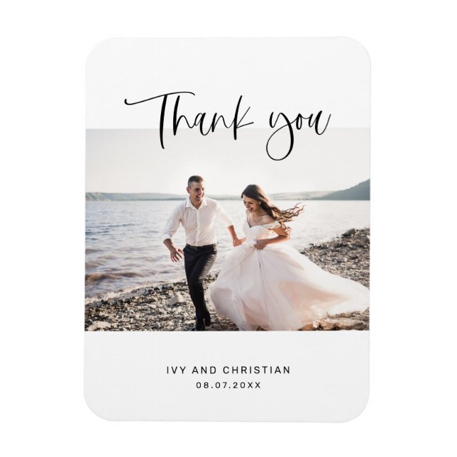 Hochzeitsskript Danke Foto Magnet (Vertikal)