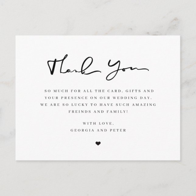 Hochzeitsskript danke Karte Gäste Gäste (Vorderseite)