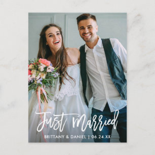 Hochzeitsskript-Foto nur verheiratet Moderne Postkarte