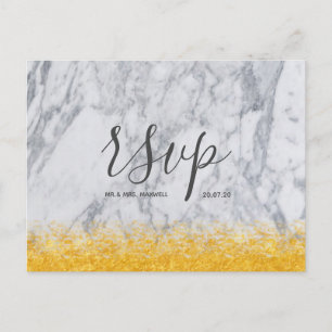 Hochzeitsskript für Rsvp-Karten - Weißer Gold-Glit Einladungspostkarte
