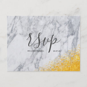 Hochzeitsskript für Rsvp-Karten - Weißer Gold-Glit Einladungspostkarte