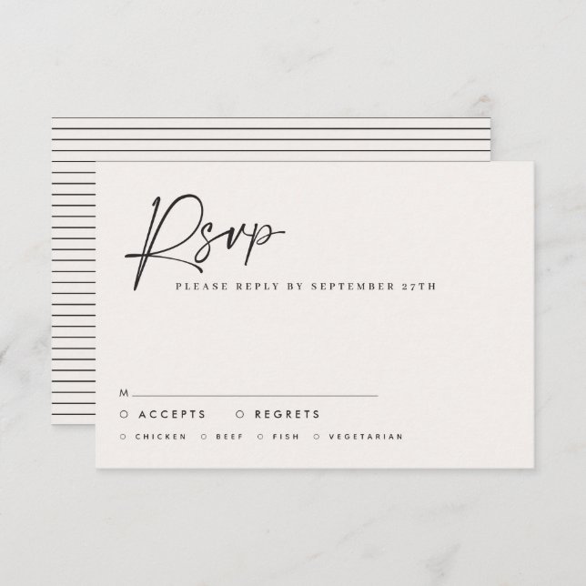 Hochzeitsskript moderne Schwarz-weiße Schrift eleg Einladung (Vorne/Hinten)