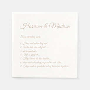Hochzeitsskript-Namen Couple Fun Facts beige Paper Serviette