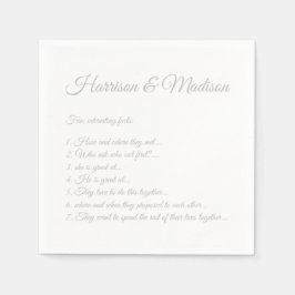 Hochzeitsskript-Namen Couple Fun Facts grau Serviette