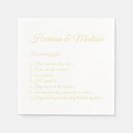 Hochzeitsskript-Namen Couple Fun Facts Vanille Serviette