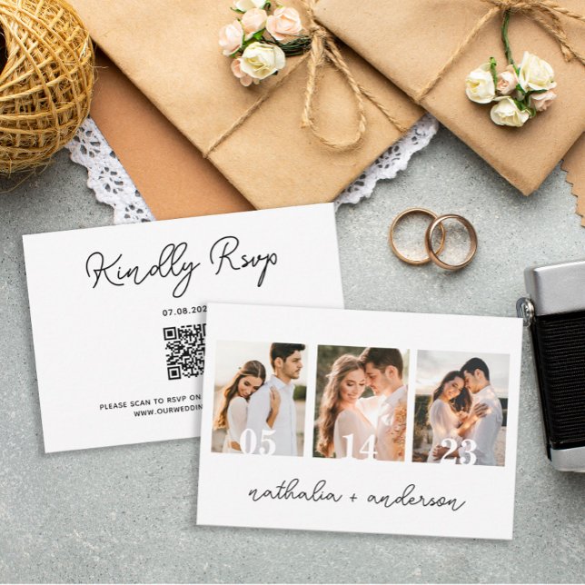 Hochzeitsskript QR Code Einfache moderne Schrift RSVP Karte (Von Creator hochgeladen)