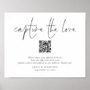 Hochzeitsskript-QR-Code für Foto erfassen die Lieb Poster