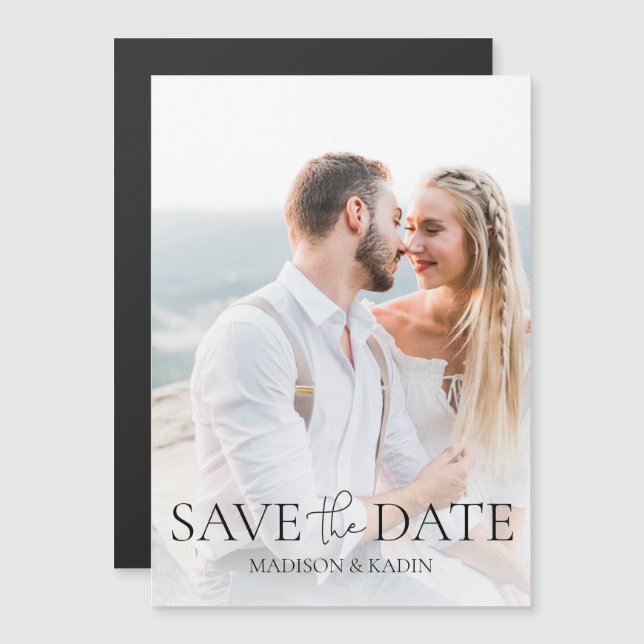 Hochzeitsskript Rett Date Verlobung Foto Magneteinladung (Vorne/Hinten)