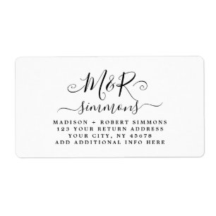 Hochzeitsskript-Rücksendeadresse für große Monogra