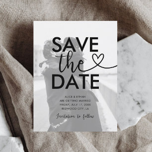Hochzeitsskript speichern des Fotos Date Heart Ankündigungspostkarte