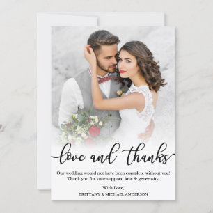 Hochzeitsskripte-Liebe und Dankerkarte für das Fot Dankeskarte