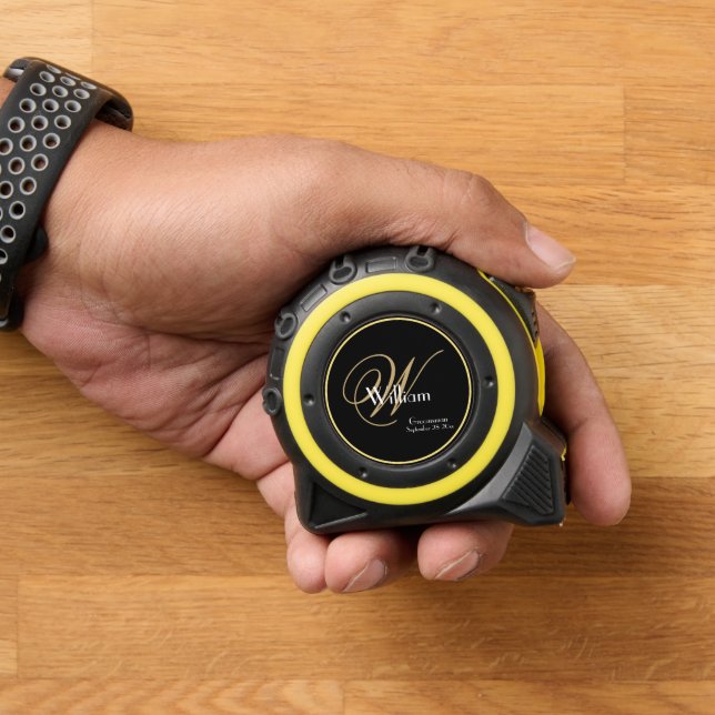 Hochzeitsskriptname für Trauzeuge-Monogramm-Skript Maßband (Zuhause)